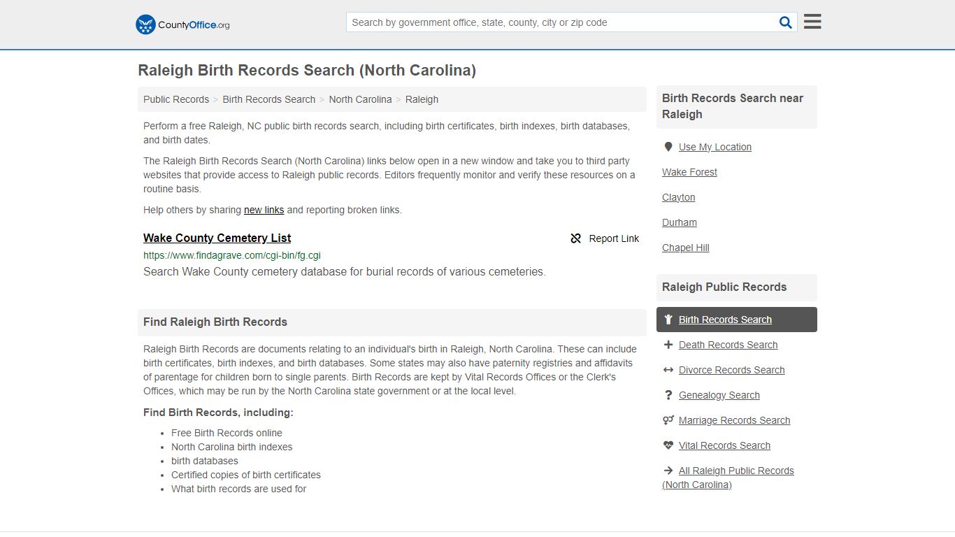 Birth Records Search - Raleigh, NC (Birth Certificates & Databases)